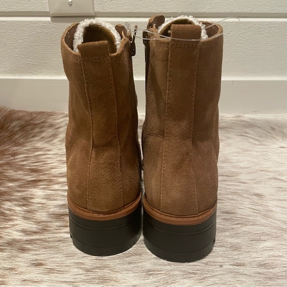 NWOB Marc Fisher Izma Boot Size 9.5 Shearling Suede Lace Up Combat Boots, Brown - Picture 10 of 13